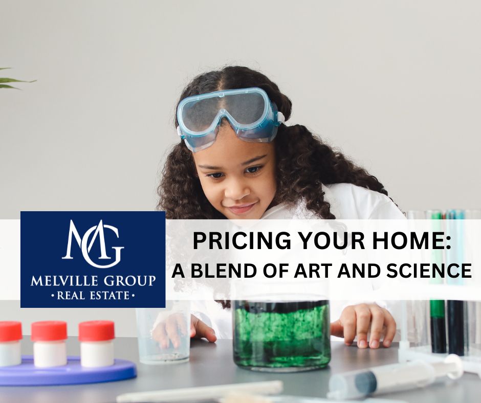 a child doing an artistic science experiment with words saying pricing your home, a blend of art and science