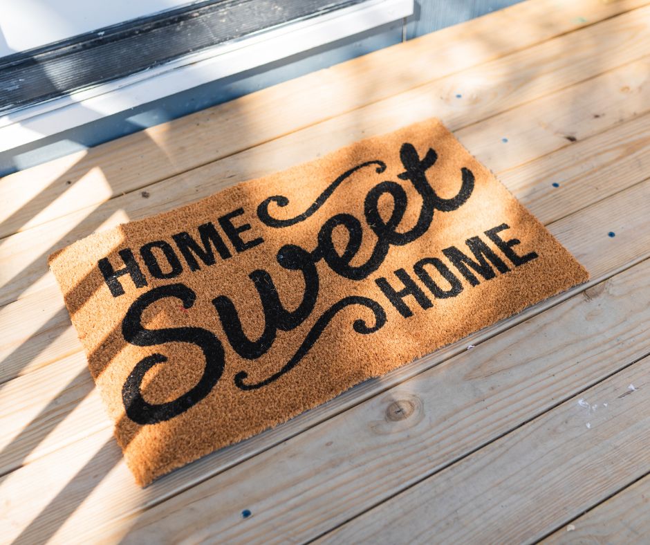 A welcome mat that says Home Sweet Home