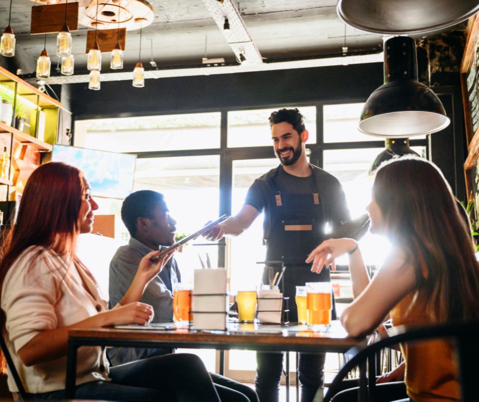 A family dining in a restaurant